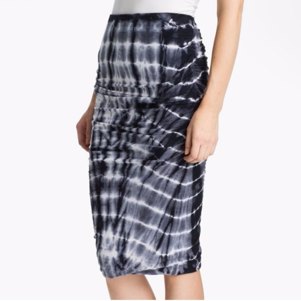 JAMES PERSE Tie Dye Ruched Pencil Skirt in Blue Size 2